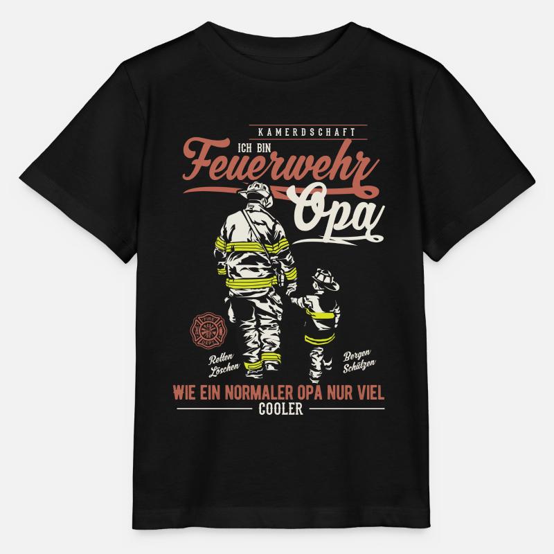 Feuerwehr Opa Spruch Feuerwehrmann Geschenk - Stanley/Stella Kinder T-Shirt MINI CREATOR  - Schwarz