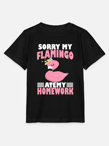 Flamingo hat meine Hausaufgaben gefresse - Stanley/Stella Kinder T-Shirt MINI CREATOR - Schwarz