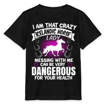 Cadeau Isi rôti de chevaux islandais - T-shirt bio MINI CREATOR Stanley/Stella Enfant - noir - Devant - Mikhail (115cm)
