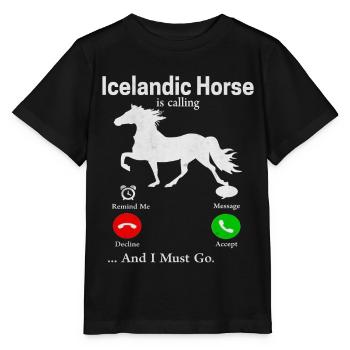 Cadeau Isi rôti de chevaux islandais - T-shirt bio MINI CREATOR Stanley/Stella Enfant - noir - Devant - Mikhail (115cm)