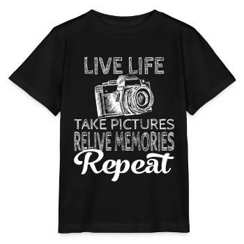 Take Pictures Skizzierter Fotoapparat Fotografie - Stanley/Stella Kinder T-Shirt MINI CREATOR  - Schwarz - Vorne - Mikhail (115cm)