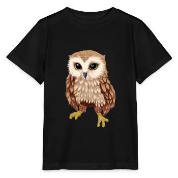 Eule Wildtiere Waldtiere Eulen Zoologie Nachtaktiv - Stanley/Stella Kinder T-Shirt MINI CREATOR  - Schwarz - Vorne - Mikhail (115cm)