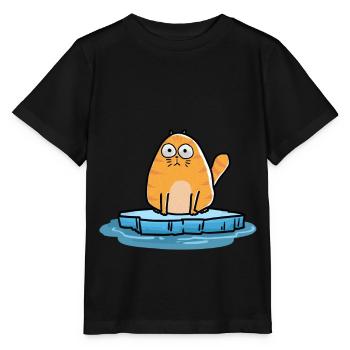 Katze Winterzeit Kalt Frost Xmas - Stanley/Stella Kinder T-Shirt MINI CREATOR  - Schwarz - Vorne - Mikhail (115cm)