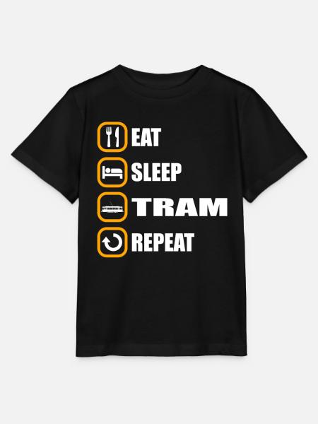 Tram Eat Sleep Repeat - Stanley/Stella Kinder T-Shirt MINI CREATOR - Schwarz