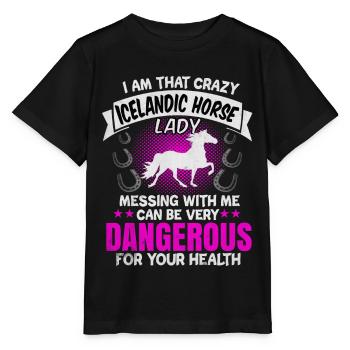 Cheval islandais - T-shirt bio MINI CREATOR Stanley/Stella Enfant - noir - Devant - Mikhail (115cm)