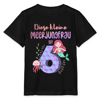 Meerjungfrau Geburtstagsshirt 6 Jahre Mädchen - Stanley/Stella Kinder T-Shirt MINI CREATOR  - Schwarz - Vorne - Mikhail (115cm)
