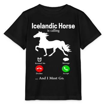 Cheval islandais - T-shirt bio MINI CREATOR Stanley/Stella Enfant - noir - Devant - Mikhail (115cm)