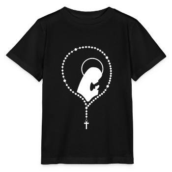 Motif d'église catholique avec nonne et chapelet - T-shirt bio MINI CREATOR Stanley/Stella Enfant - noir - Devant - Mikhail (115cm)