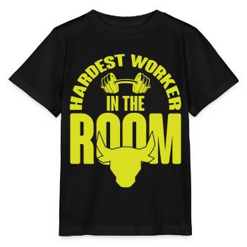 LE PLUS HAUT TRAVAILLEUR DE LA CHAMBRE Muscle Shirt Power Lift - T-shirt bio MINI CREATOR Stanley/Stella Enfant - noir - Devant - Mikhail (115cm)