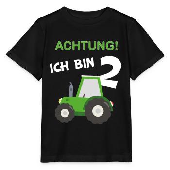 Kinder 2 Geburtstag Traktor Bauernhof 2 Jahre - Stanley/Stella Kinder T-Shirt MINI CREATOR  - Schwarz - Vorne - Mikhail (115cm)