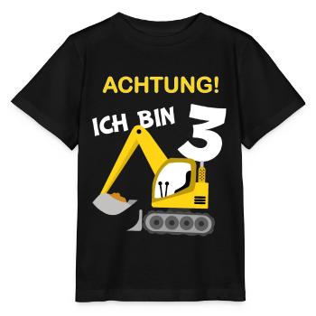 Kinder 3 Geburtstag Bagger 3 Jahre Junge Geschenk - Stanley/Stella Kinder T-Shirt MINI CREATOR  - Schwarz - Vorne - Mikhail (115cm)