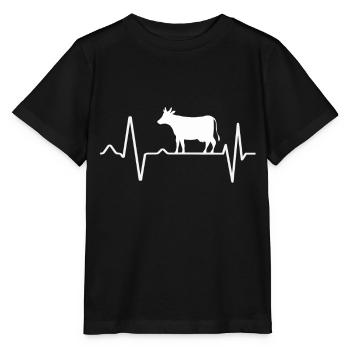 Vache pouls battements cardiaques - T-shirt bio MINI CREATOR Stanley/Stella Enfant - noir - Devant - Mikhail (115cm)