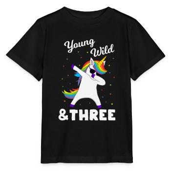 3ème anniversaire Licorne 3 ans - T-shirt bio MINI CREATOR Stanley/Stella Enfant - noir - Devant - Mikhail (115cm)