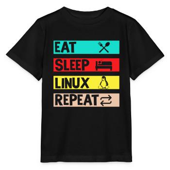 Eat Sleep Linux Repeat - Stanley/Stella MINI CREATOR Kids’ T-Shirt - black - Front - Mikhail (115cm)