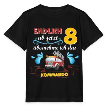 Kinderkleidung, Feuerwehr zum 8 Geburtstag 8 Jahre - Stanley/Stella Kinder T-Shirt MINI CREATOR  - Schwarz - Vorne - Mikhail (115cm)