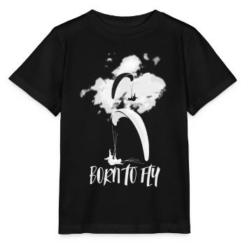 Paraglider born to fly - Stanley/Stella MINI CREATOR Kids’ T-Shirt - black - Front - Mikhail (115cm)