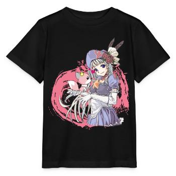 Fille manga avec chien - T-shirt bio MINI CREATOR Stanley/Stella Enfant - noir - Devant - Mikhail (115cm)