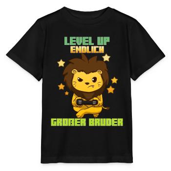 Level Up Finally Big Brother Gaming Lion - Stanley/Stella MINI CREATOR Kids’ T-Shirt - black - Front - Mikhail (115cm)