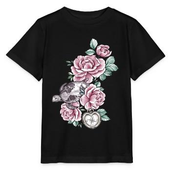 Turtle Atlantic Vintage Roses Compass Heart - Stanley/Stella MINI CREATOR Kids’ T-Shirt - black - Front - Mikhail (115cm)