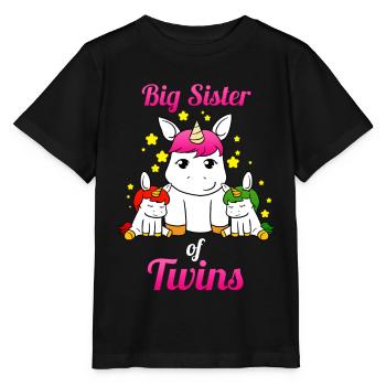 Licorne grande soeur de jumeaux - T-shirt bio MINI CREATOR Stanley/Stella Enfant - noir - Devant - Mikhail (115cm)