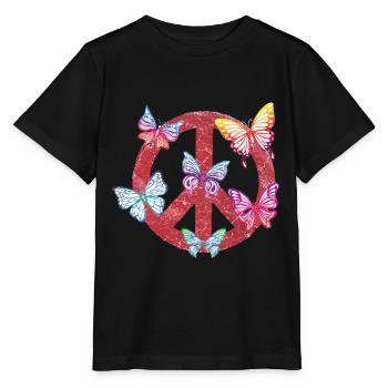 Hippie Butterflies Hippies Flower Power 60s - Stanley/Stella MINI CREATOR Kids’ T-Shirt - black - Front - Mikhail (115cm)