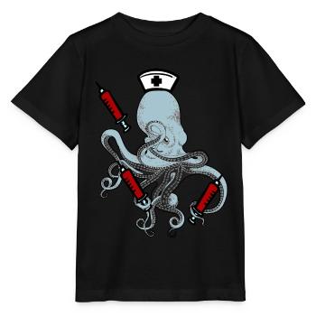 Infirmière Octopus Horror Seringue Phobie Docteur - T-shirt bio MINI CREATOR Stanley/Stella Enfant - noir - Devant - Mikhail (115cm)