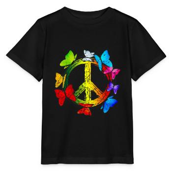 Hippie Butterflies Hippies Flower Power 60s - Stanley/Stella MINI CREATOR Kids’ T-Shirt - black - Front - Mikhail (115cm)