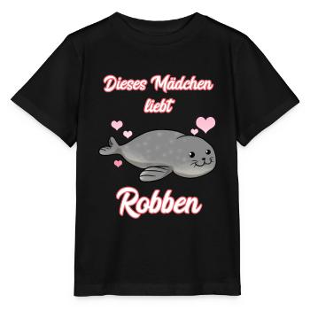 Dieses Mädchen Liebt Robben - Stanley/Stella Kinder T-Shirt MINI CREATOR  - Schwarz - Vorne - Mikhail (115cm)