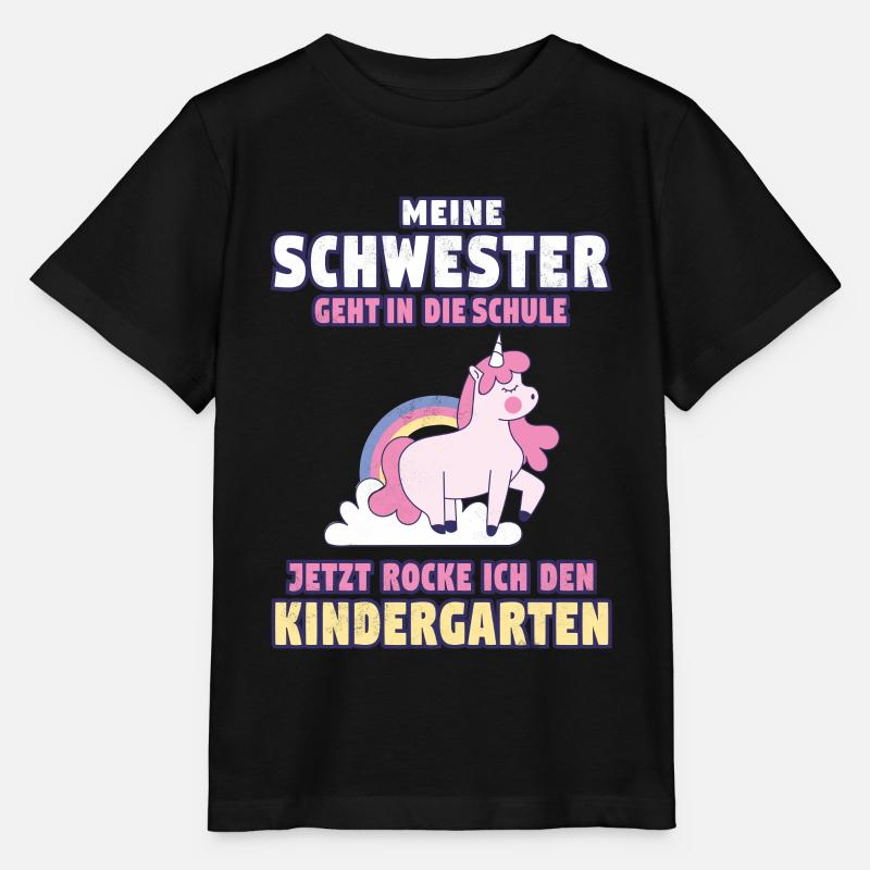 Einschulung Schwester Rockt Kindergarten Schule - Stanley/Stella Kinder T-Shirt MINI CREATOR - Schwarz