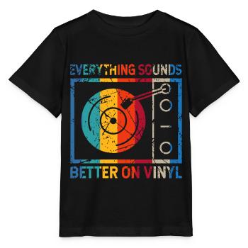 DJ vinyl turntable LP records - Stanley/Stella MINI CREATOR Kids’ T-Shirt - black - Front - Mikhail (115cm)