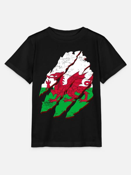 Wales Flag St Davids Day Cymraeg Welsh Coat of Arms - Stanley/Stella MINI CREATOR Kids’ T-Shirt - black