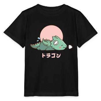 Dragon endormi kawaii - T-shirt bio MINI CREATOR Stanley/Stella Enfant - noir - Devant - Mikhail (115cm)