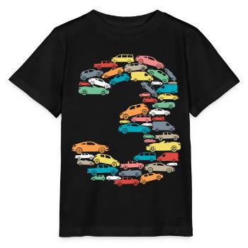 3rd birthday child's birthday 3 years old cars - Stanley/Stella MINI CREATOR Kids’ T-Shirt - black - Front - Mikhail (115cm)
