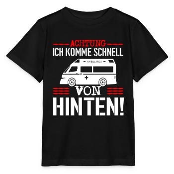 Achtung Sanitäter Rettungswagen Notarzt - Stanley/Stella Kinder T-Shirt MINI CREATOR  - Schwarz - Vorne - Mikhail (115cm)