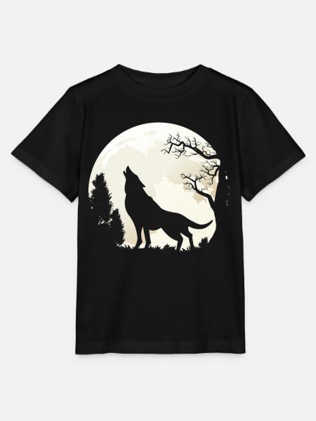 Wolf im Mondlicht Geschenk - Stanley/Stella Kinder T-Shirt MINI CREATOR - Schwarz