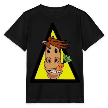 Pferd Pony Pferdenarren Reiter Pferdekopf Gaul - Stanley/Stella Kinder T-Shirt MINI CREATOR  - Schwarz - Vorne - Mikhail (115cm)