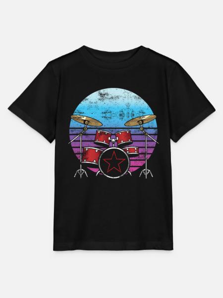 Batteur batterie batteur baguettes musique - T-shirt bio MINI CREATOR Stanley/Stella Enfant - noir