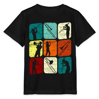 Posaunespieler Posaunist Posaune Retro - Stanley/Stella Kinder T-Shirt MINI CREATOR  - Schwarz - Vorne - Mikhail (115cm)