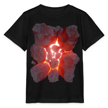 Effet 3D volcan lave rougeoyante - T-shirt bio MINI CREATOR Stanley/Stella Enfant - noir - Devant - Mikhail (115cm)