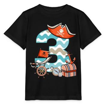 3 pirate children's birthday 3 years boy - Stanley/Stella MINI CREATOR Kids’ T-Shirt - black - Front - Mikhail (115cm)