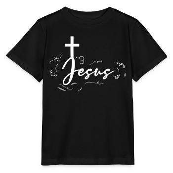 Jesus Yeshua cross - Stanley/Stella MINI CREATOR Kids’ T-Shirt - black - Front - Mikhail (115cm)