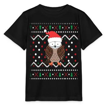 Noël laid hibou - T-shirt bio MINI CREATOR Stanley/Stella Enfant - noir - Devant - Mikhail (115cm)