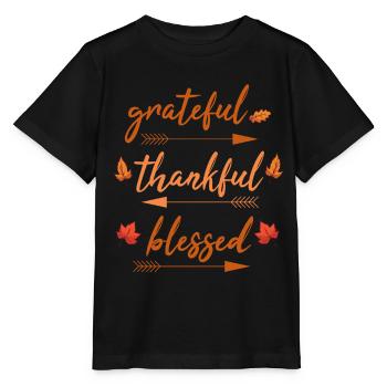 Grateful Thankful Blessed Thanksgiving Autumn - Stanley/Stella Kinder T-Shirt MINI CREATOR  - Schwarz - Vorne - Mikhail (115cm)