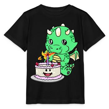 Dragon Baby Birthday Cake Congratulations KInd - Stanley/Stella MINI CREATOR Kids’ T-Shirt - black - Front - Mikhail (115cm)