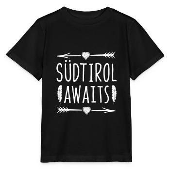 Südtirol wartet Winterurlaub Skispringer - Stanley/Stella Kinder T-Shirt MINI CREATOR  - Schwarz - Vorne - Mikhail (115cm)