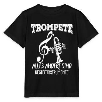 Trompete Musiker Blasinstrument Trompeter - Stanley/Stella Kinder T-Shirt MINI CREATOR  - Schwarz - Vorne - Mikhail (115cm)