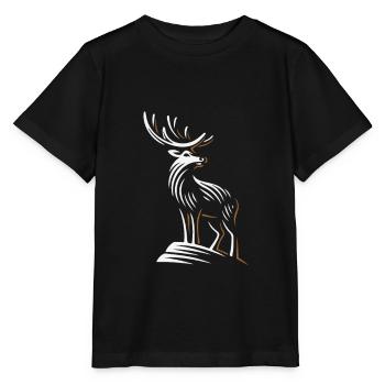 Deer Black Forest deer antlers - Stanley/Stella MINI CREATOR Kids’ T-Shirt - black - Front - Mikhail (115cm)