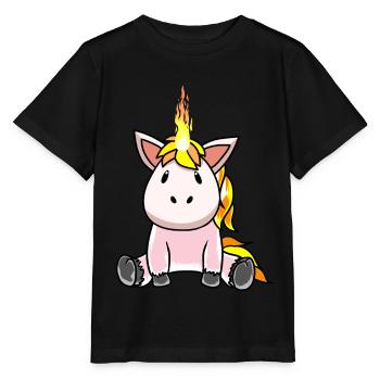 Feurig Feuer Flamme Hitze Einhorn Fantasy - Stanley/Stella Kinder T-Shirt MINI CREATOR  - Schwarz - Vorne - Mikhail (115cm)