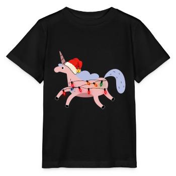 Noël laid de licorne - T-shirt bio MINI CREATOR Stanley/Stella Enfant - noir - Devant - Mikhail (115cm)