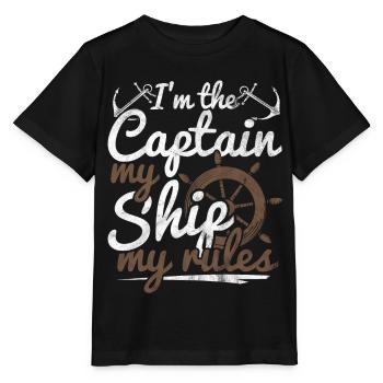 Voilier capitaine mer bateau skipper régate océan - T-shirt bio MINI CREATOR Stanley/Stella Enfant - noir - Devant - Mikhail (115cm)